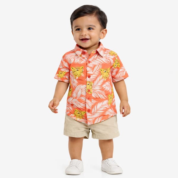 Baby Boys Leaf Print Shirt