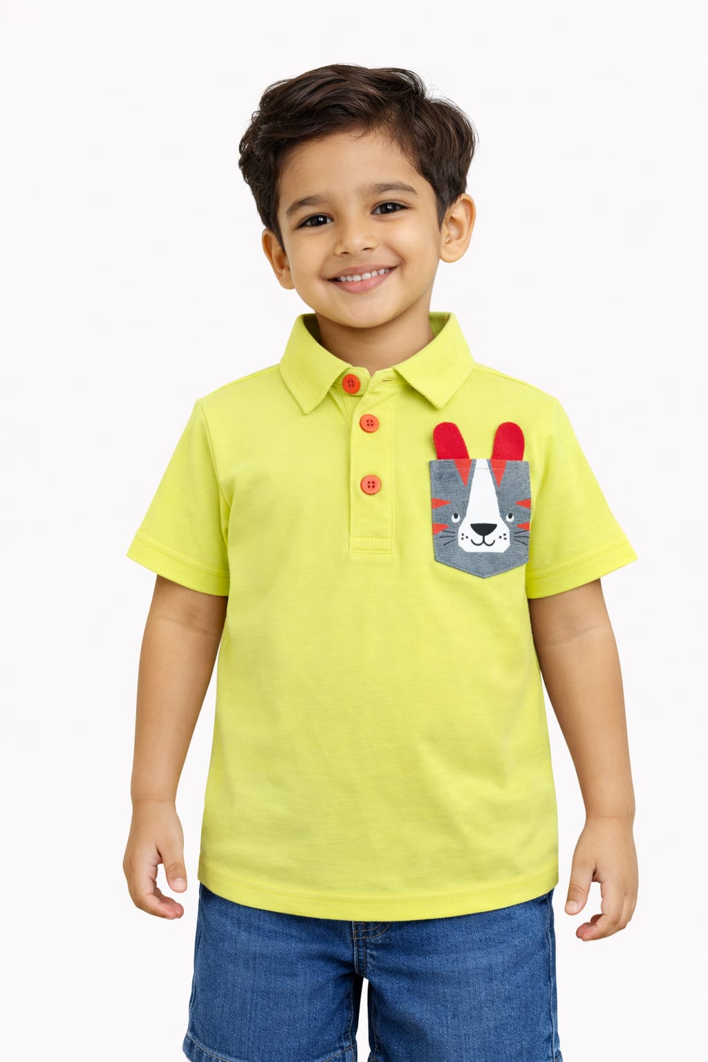 Boys Lime Tiger Pocket Polo