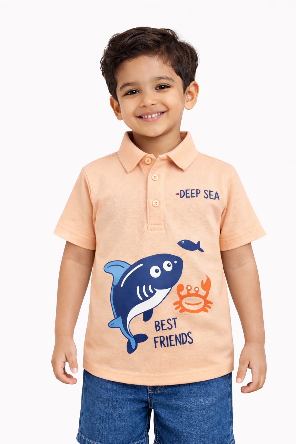Boys Peach Shark Polo Shirt