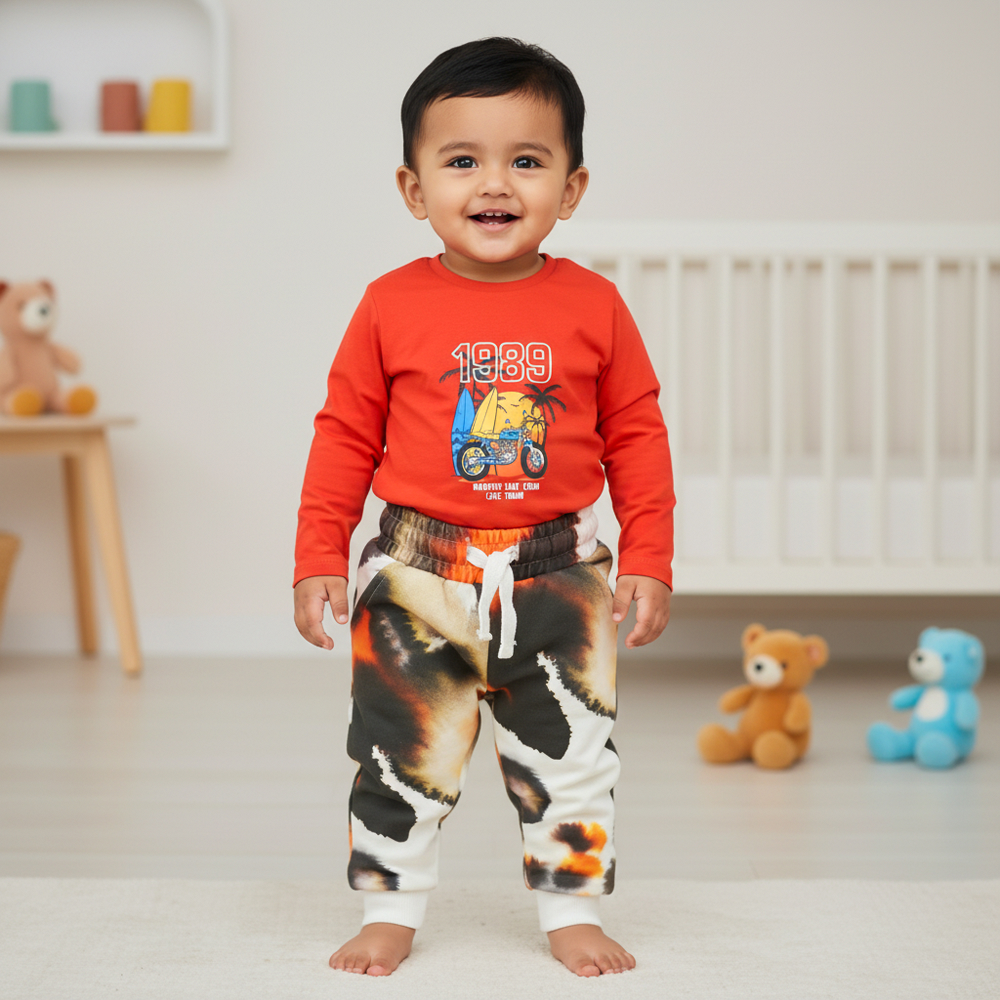 Boys Vintage T-Shirt and Printed Jogger Combo Set