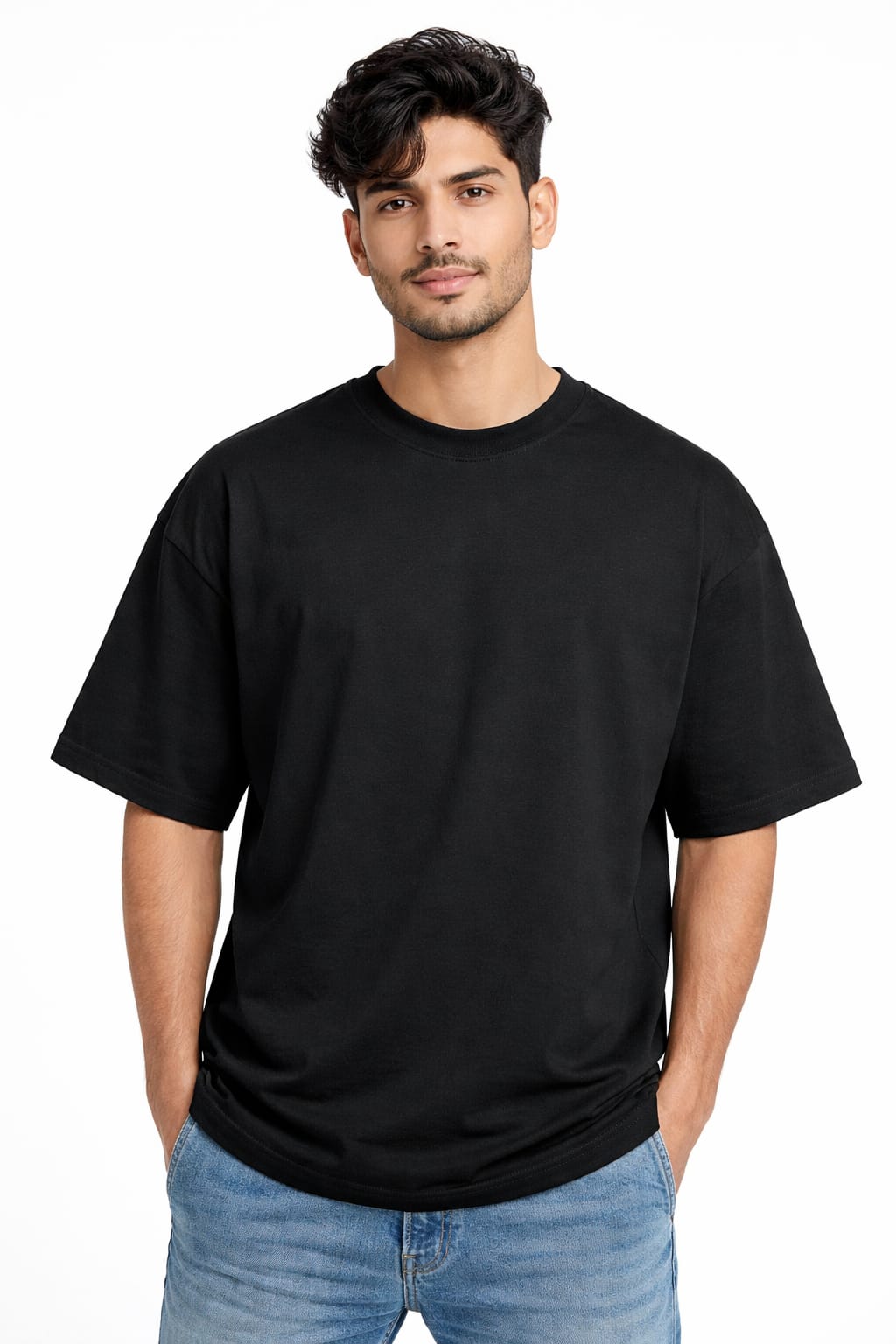 Essential Solid Drop Shoulder T-Shirt Black