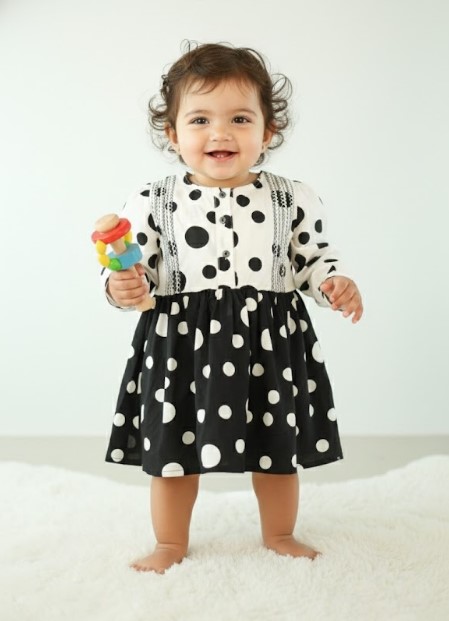 Girls' Contrast Polka Dot Peplum Top