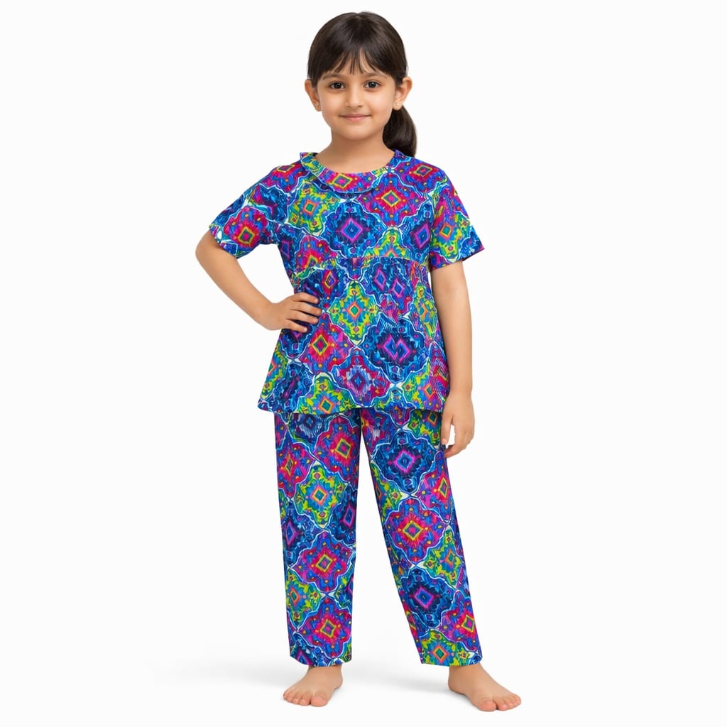 Girls Purple Colorful Co-Ord Set