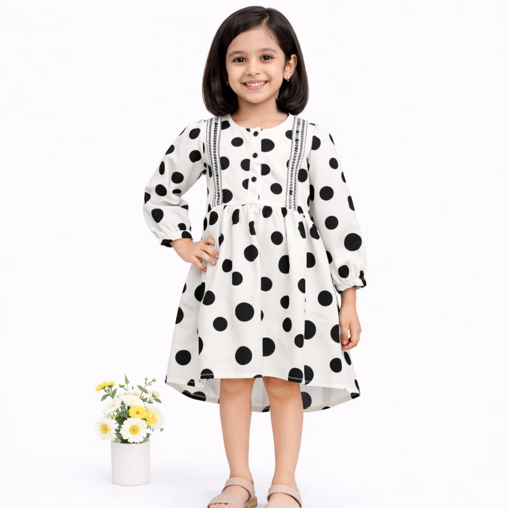 Girls' White Polka Dot Peplum Top - 2