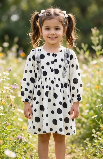 Girls' White Polka Dot Peplum Top - 2