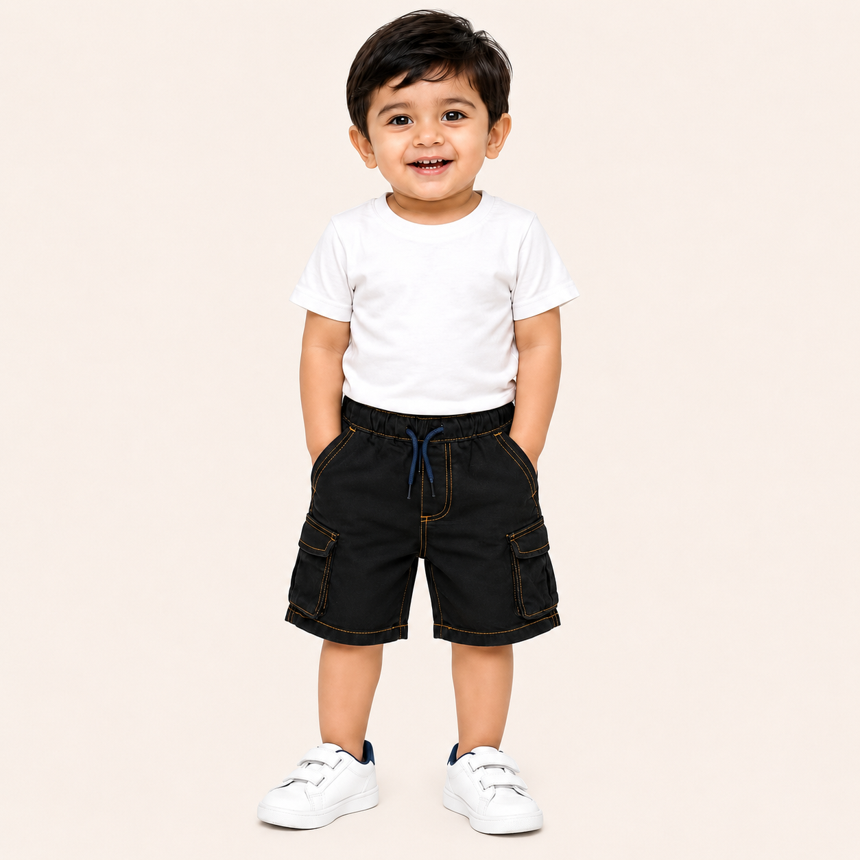 Kids Cargo Black Denim Shorts