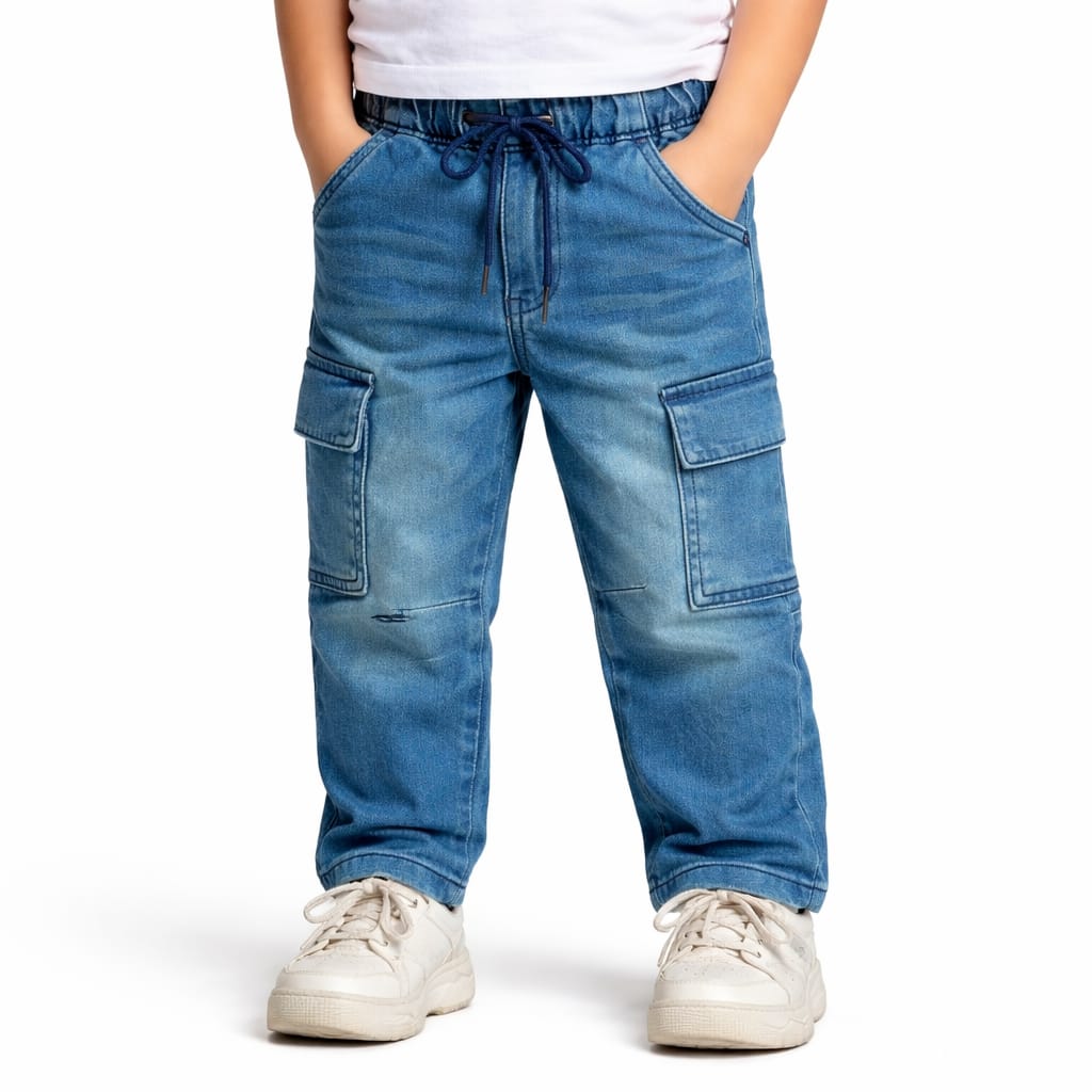 Kids' Faded Medium Wash Cargo Joggers