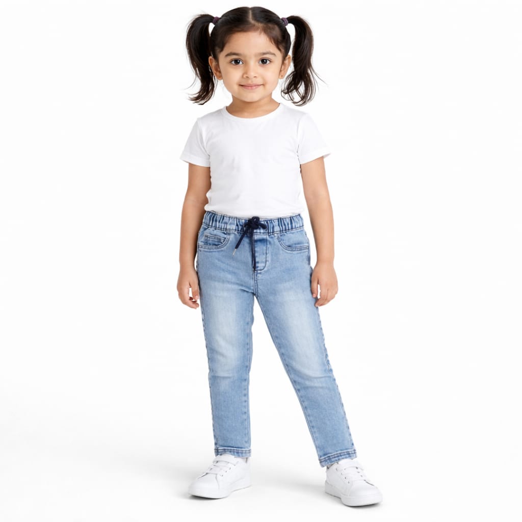 Light Wash Denim Drawstring Jogger