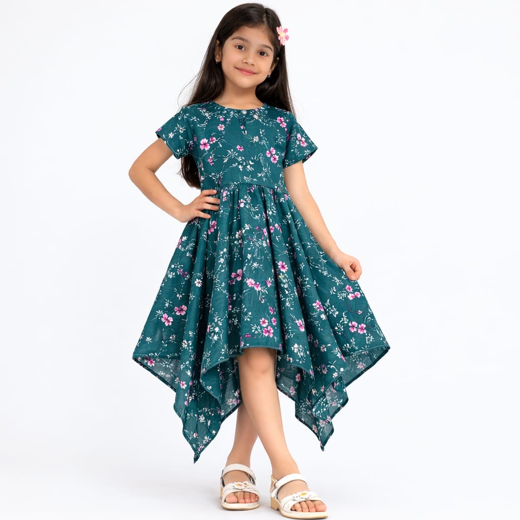 Meadow Bloom Asymmetrical Girls Dress