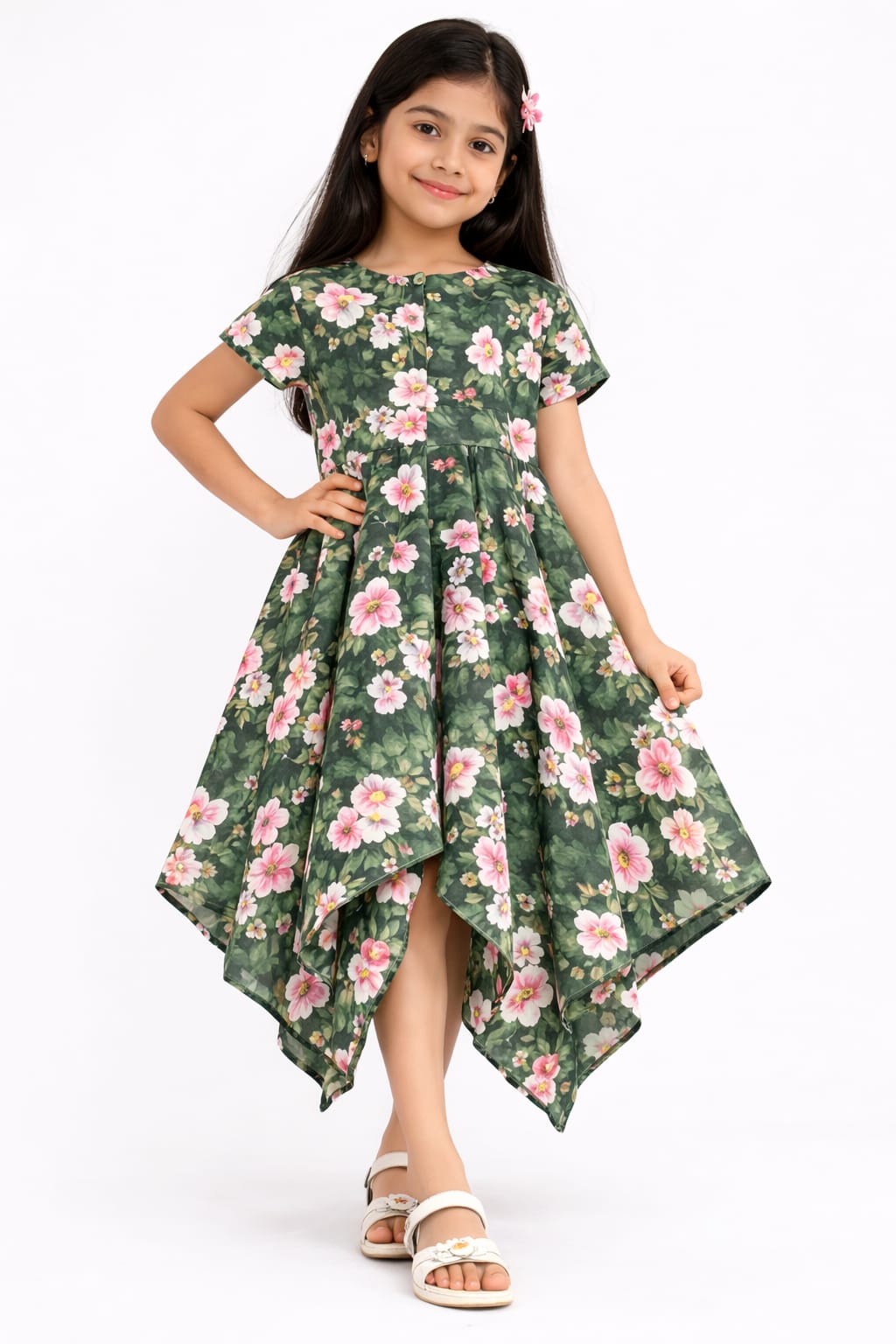 Midnight Flora Handkerchief Dress
