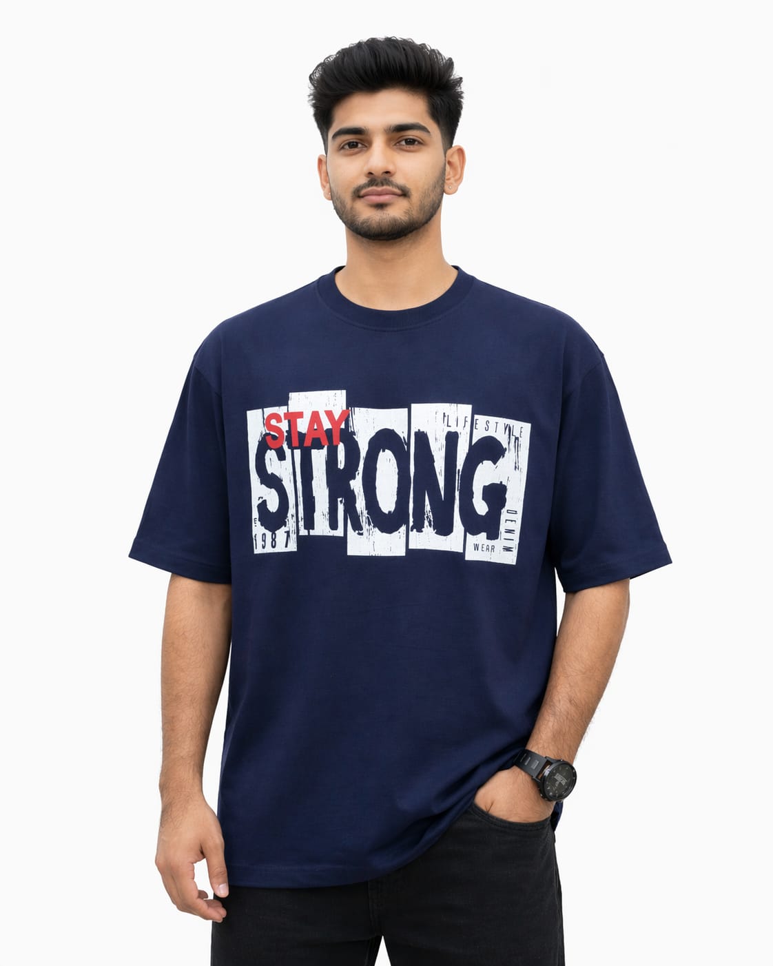 Stay Strong T-Shirt Navy Blue